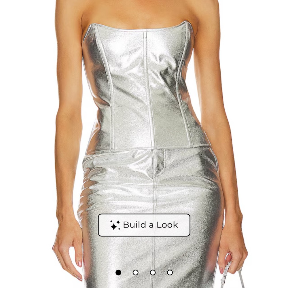 Lovers and friends faux leather, shiny Silver corset and maxi skirts set